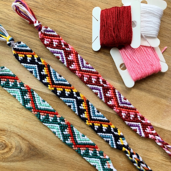 Friendshipbracelet Broad Red pink white Etsy Singapore
