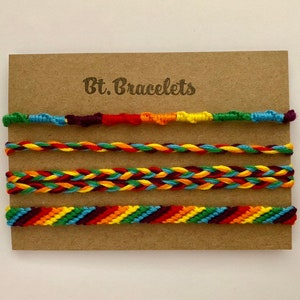 Set of four friendship bracelets rainbow pride colors bracelets or anklets