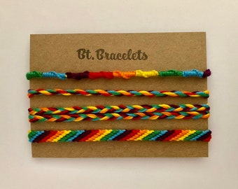 Set of four friendshipbracelets rainbow pride colors bracelets or anklets