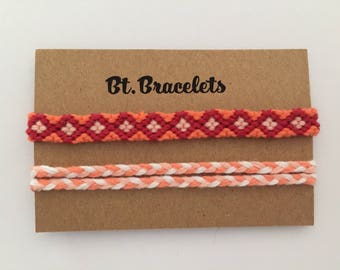 Friendshipbracelets squared red/orange bracelets or anklets
