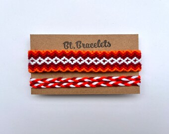 Set of two friendshipbracelets red orange broad bracelets