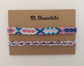 Friendshipbracelets blue/pink/purple anklets or bracelets