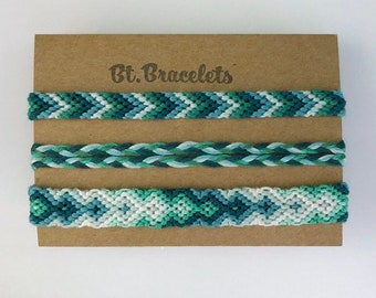 Friendshipbracelets three blue/green seagreen bracelets or anklets