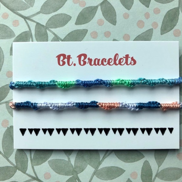 Set of two twisted bracelets blue/green