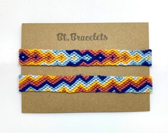 Set of two friendshipbracelets blue/yellow/brown