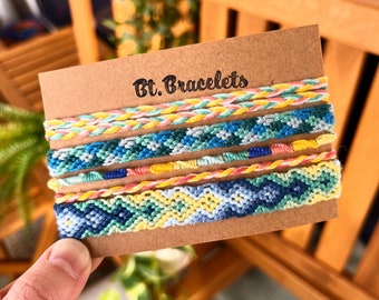 Set of friendship bracelets green/blue/yellow