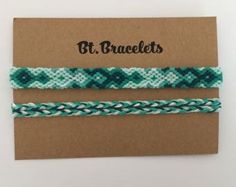 Set of 2 friendshipbracelets arrowhead green bracelets or anklets