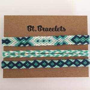 Set of 3 friendship straps bracelets green /blue bracelets or anklets