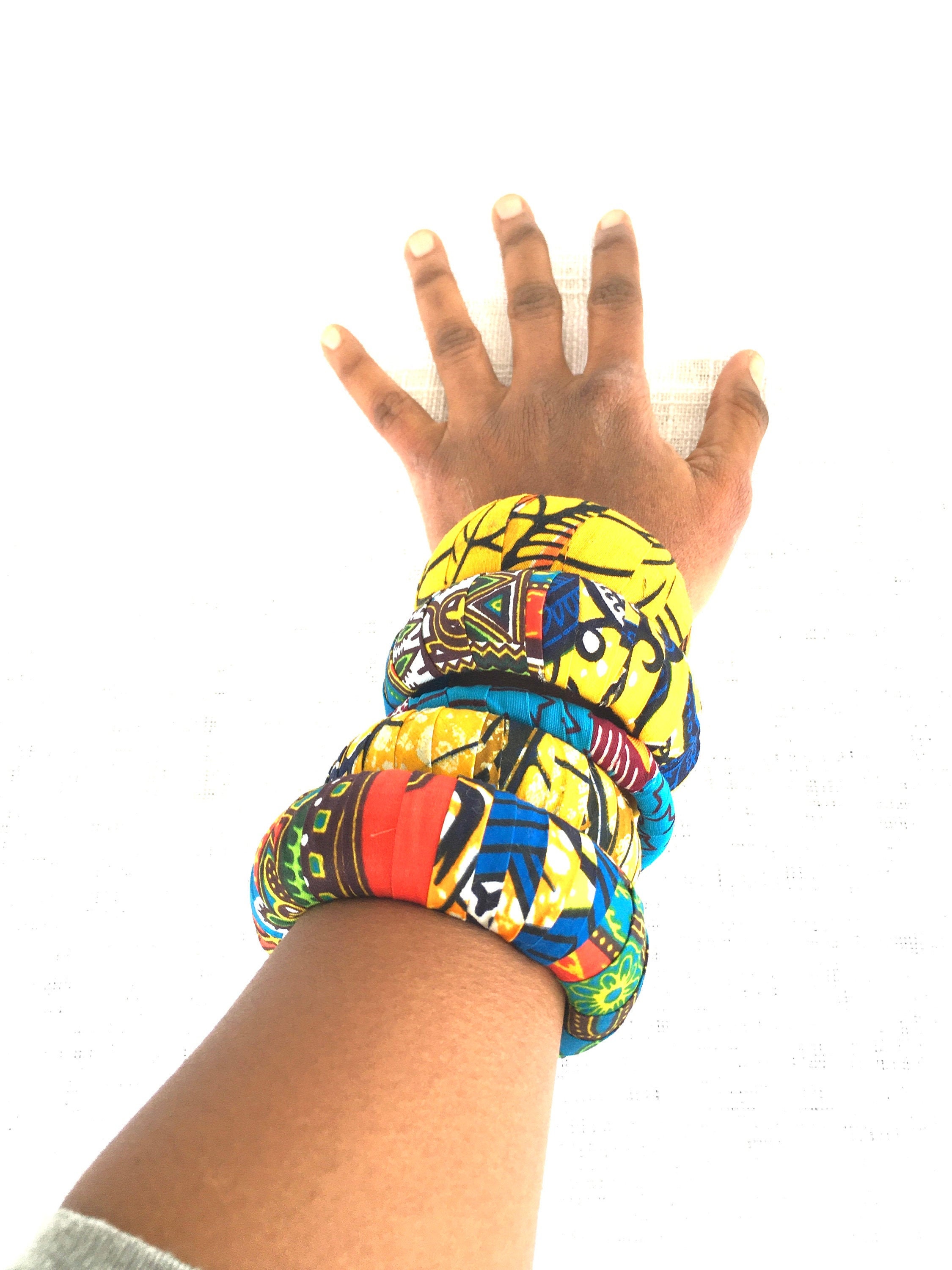 African Fabric Bracelets Chunky BanglesAfrica Bracelet Eco Etsy