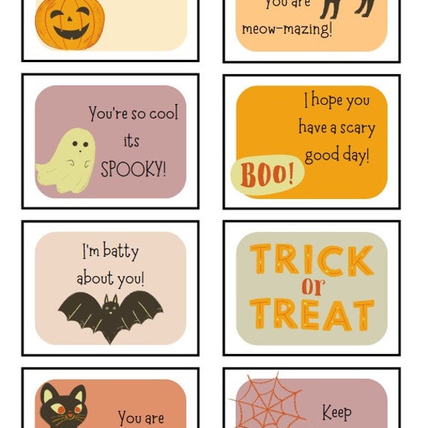 Lunchbox Notes, Kids Notes, Kids Love Notes, Notes from Mom, Halloween Notes, Halloween, Templates