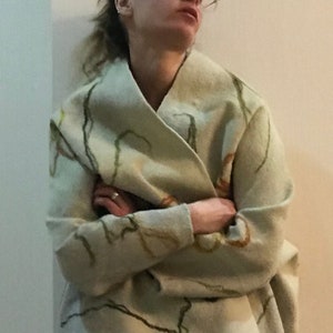 Reversible Nuno felt coat. Plus size designer coat, wearable art, Handmade  Sustainable felted jacket, eco-fashion.