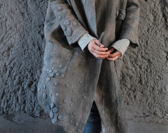 Nuno Felted Merino Wool Coat: Handmade Wearable Art