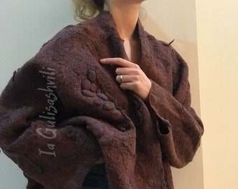 Hand Felted Merino Wool Coat: Oversized Boho Wearable Art