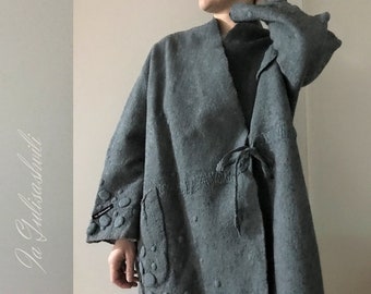 Oversized Nuno Felted Coat: Handmade Merino Wool, Plus Size