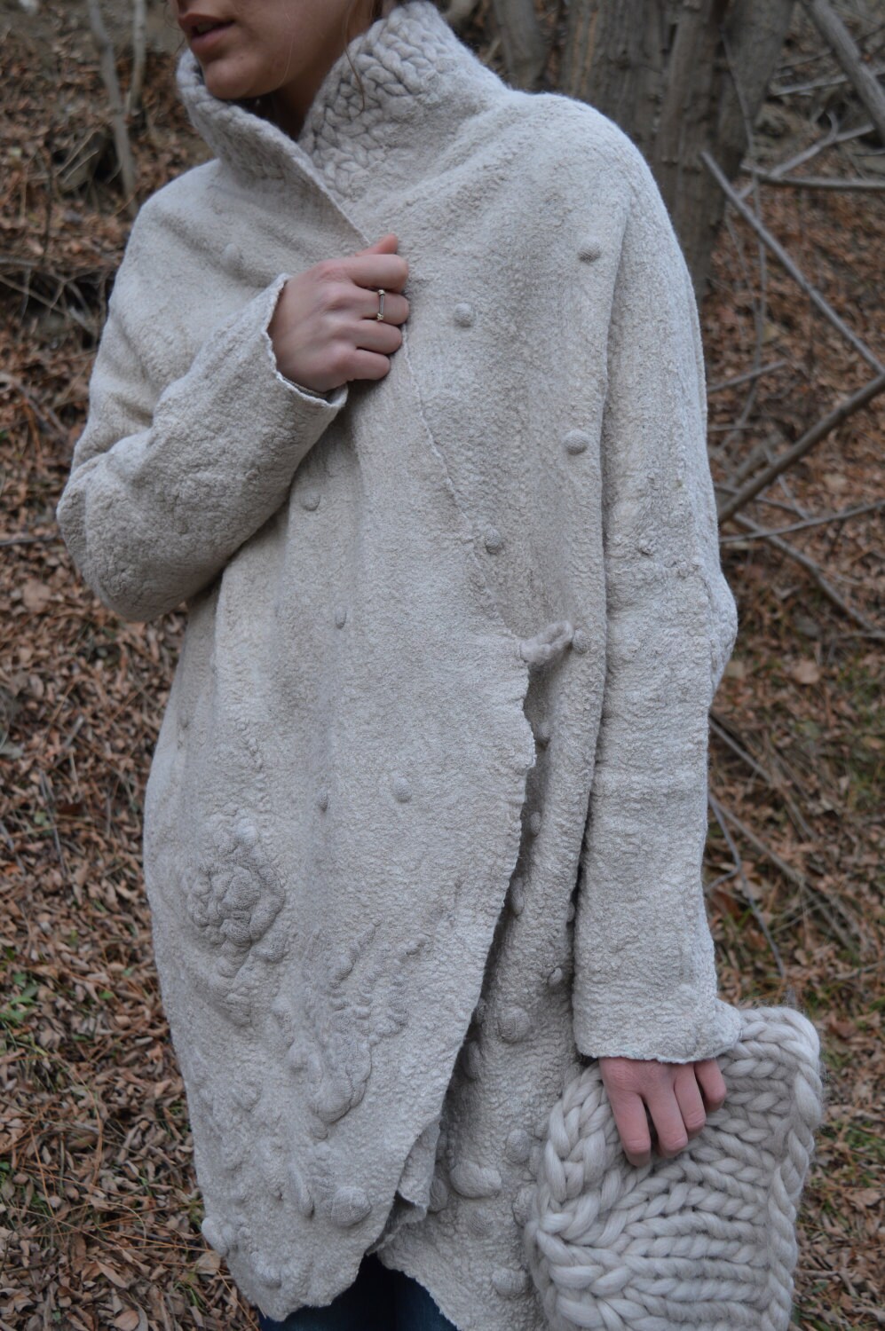 Women's Nuno Felt Designer Coat, Handmade Unique Felted Women's Nuno Felt Designer Coat, Handmade Unique Felted