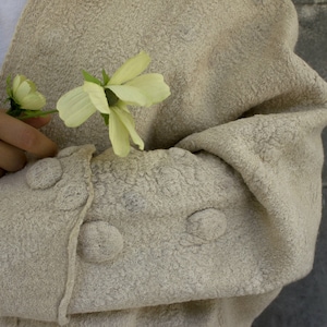 Minimalist Nuno Felt Handmade beige jacket, Wearable art Designer coat. image 7