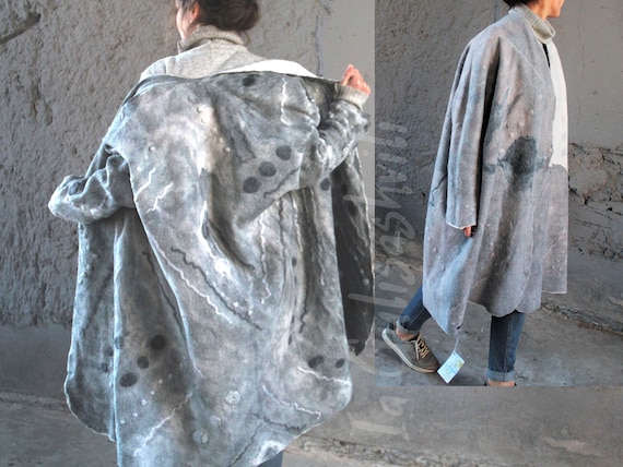 Reversible Merino Wool Felted Coat: Plus Size Hand Made Jacket - Etsy