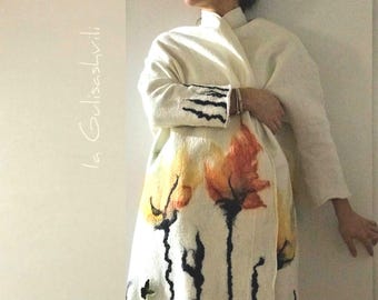Nuno Felted Merino Wool Coat: Handmade Wearable Art Jacket