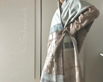Plus Size Nuno Felted Merino Wool Coat: Handmade Wearable Art