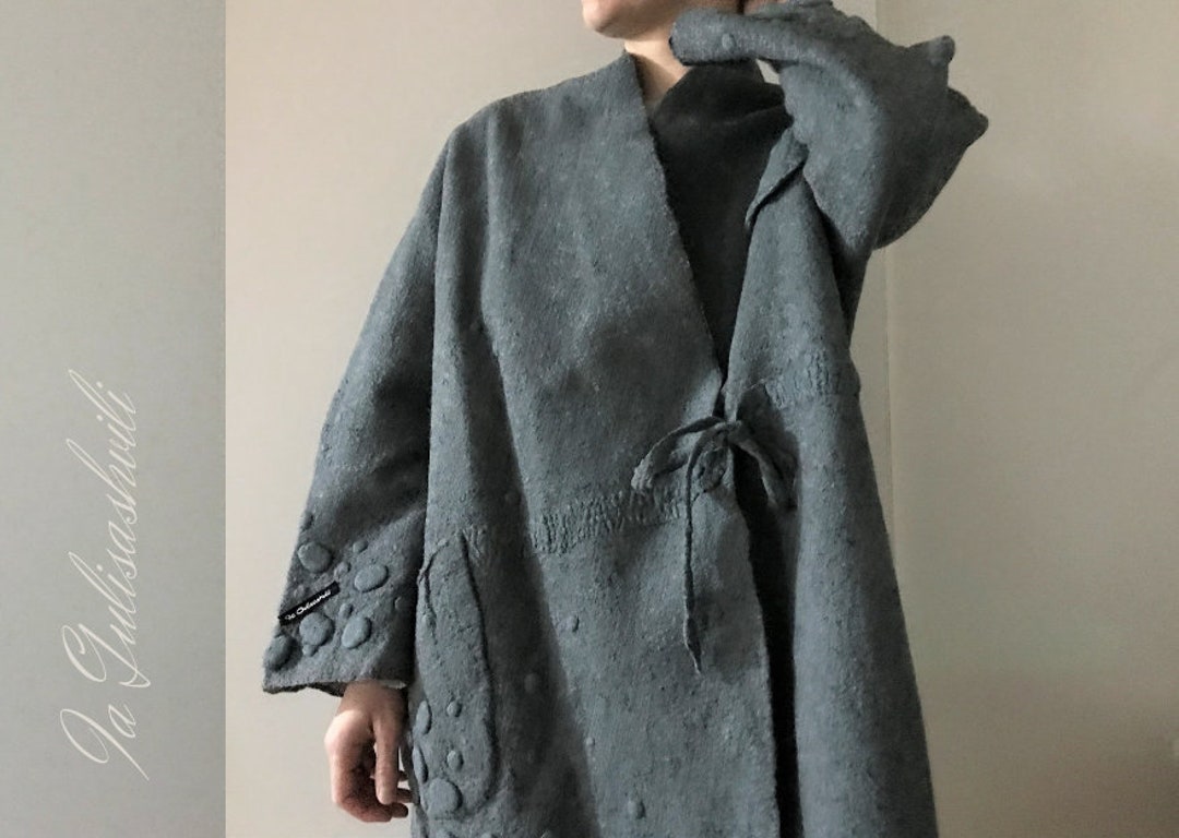 Women Oversized Nuno Felt Coat, Plus Size Designer Coat, Wearable Art ...