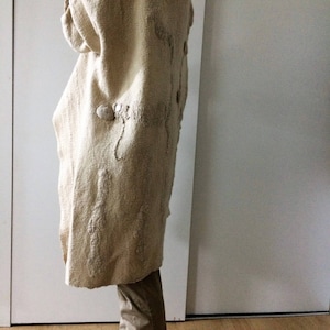 Minimalist Nuno Felt Handmade beige jacket, Wearable art Designer coat. image 5