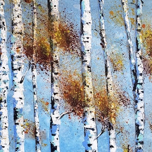 Otoño Aspen árbol de abedul paisaje pintura original