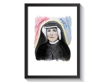 Saint Faustina Kolwaska Original Watercolor Print