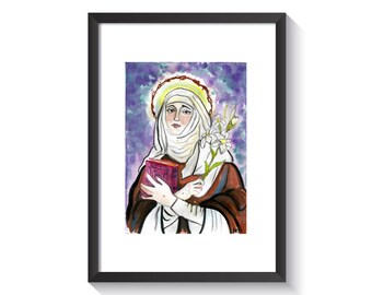 Saint Catherine of Siena Original Watercolor Print