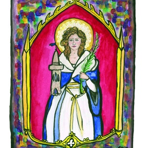 Saint Barbara Original Watercolor Print image 3