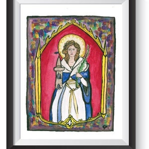 Saint Barbara Original Watercolor Print image 2