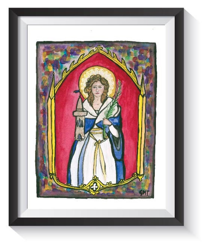 Saint Barbara Original Watercolor Print image 2