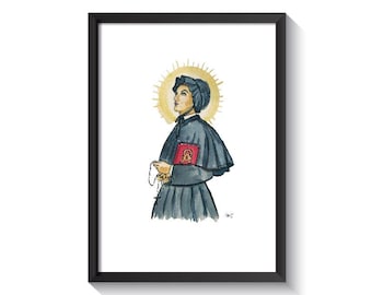 Die heilige Elizabeth Ann Seton Original Aquarell Druck