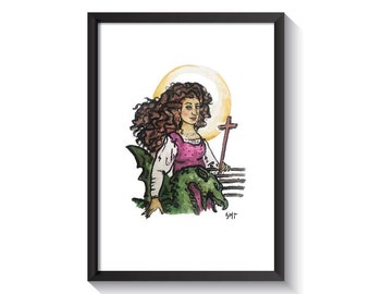 Saint Margaret of Antioch Original Watercolor Print