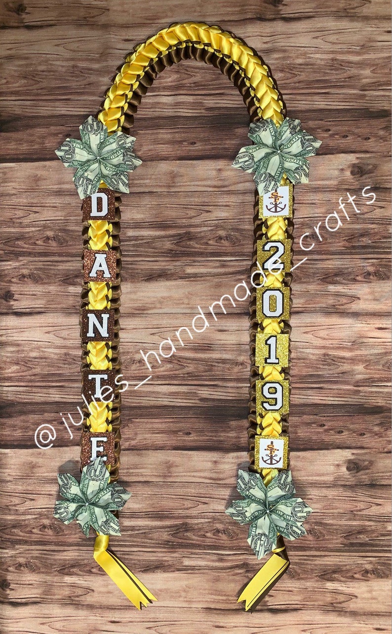 Graduation Lei Brown and Yellow Gold