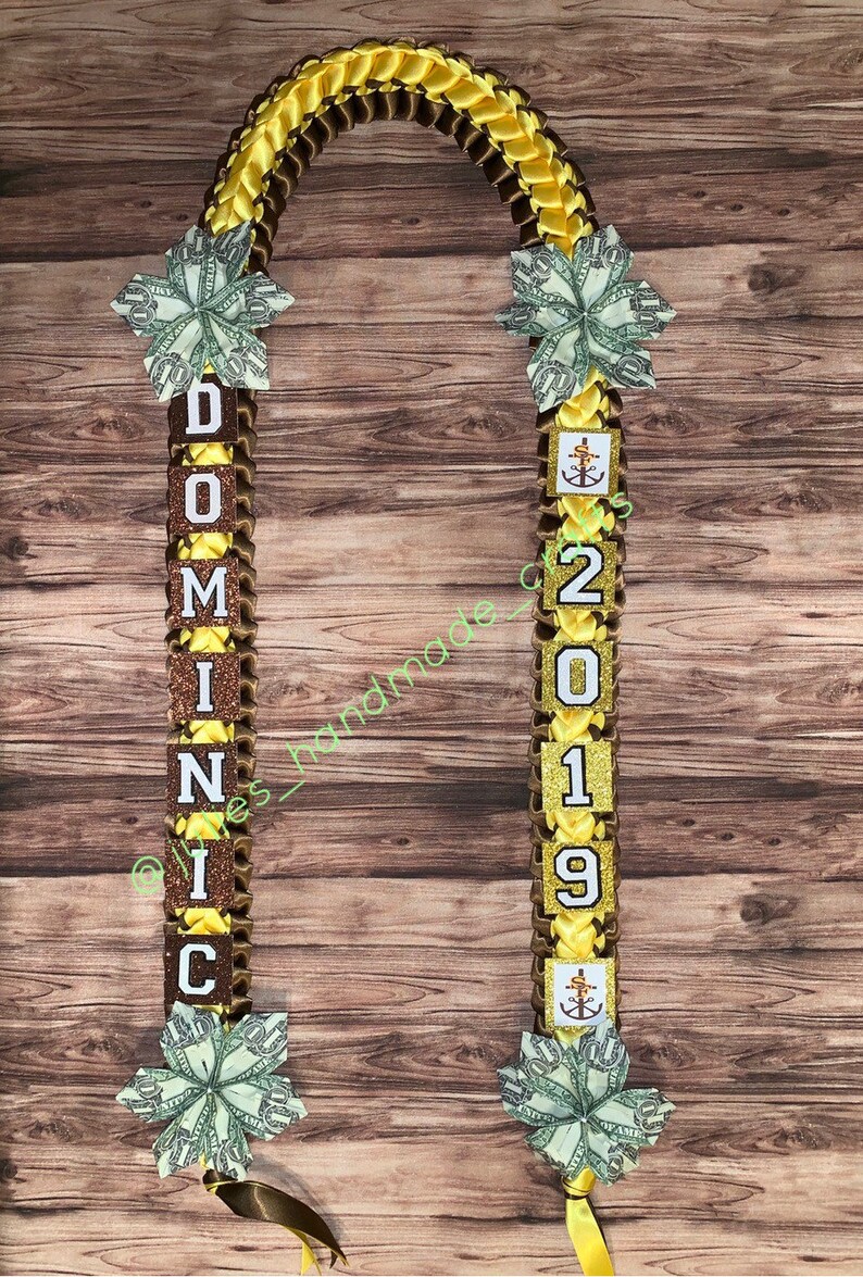 Graduation Lei Brown and Yellow Gold