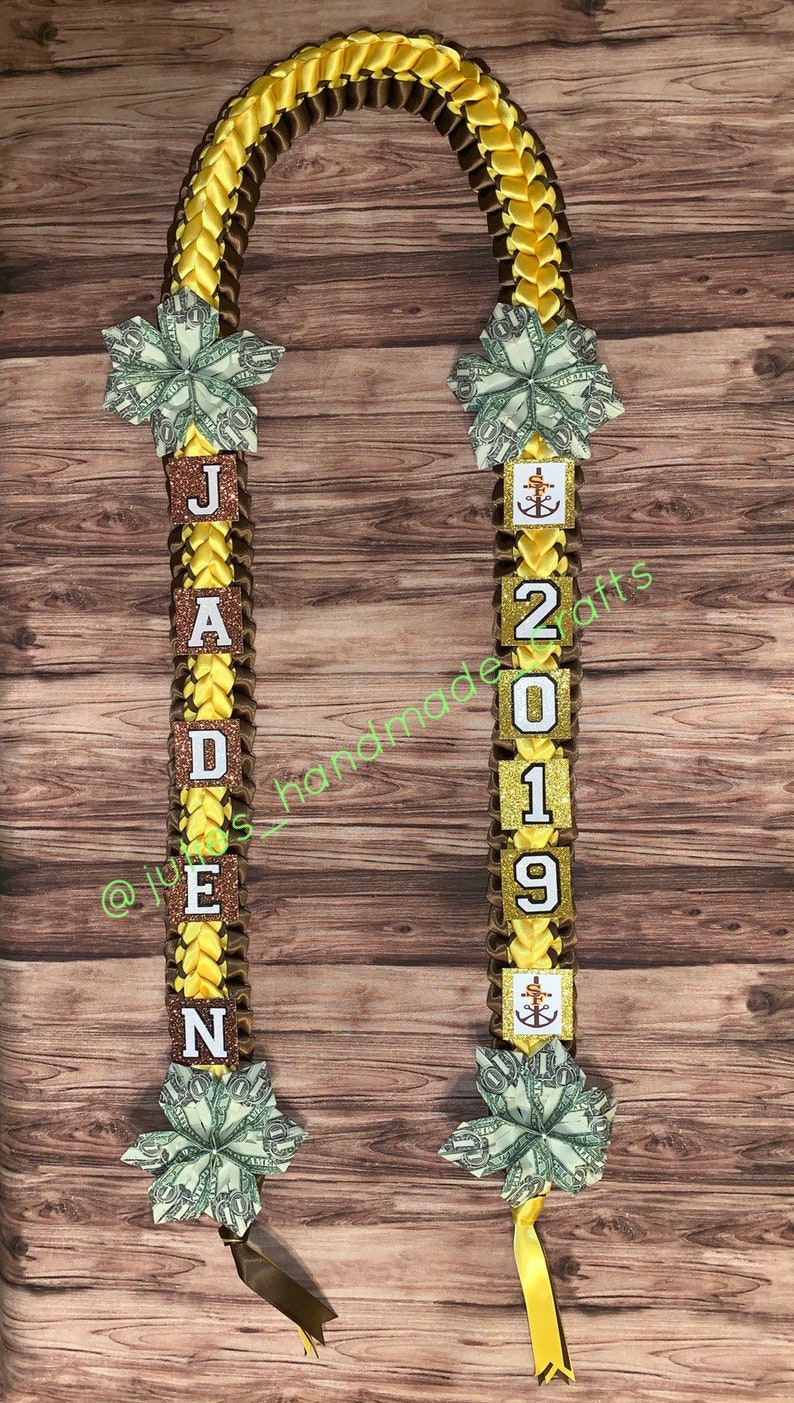 Graduation Lei Brown and Yellow Gold