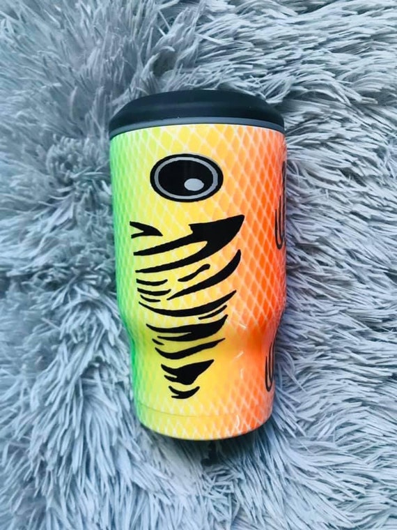 Fishing Lure Koozie 3 in 1 or Tumbler Green Orange Yellow