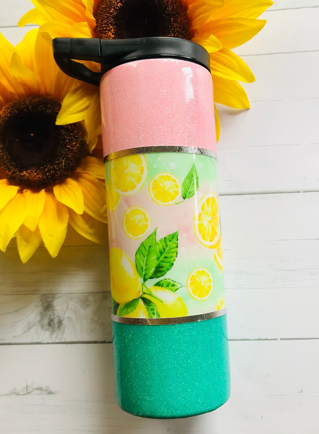 Lemon Pink and Mint 20 or 30 Oz Tumbler With Duo Lids,black Screw on