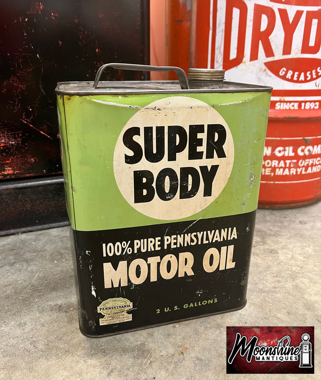 1950's SUPER BODY Motor Oil Can 2 Gallon Gas & Oil - Etsy