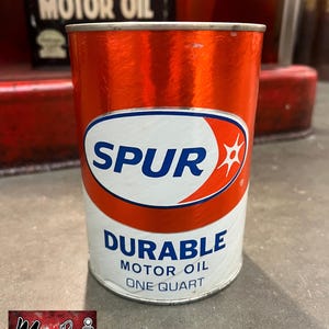 Full Vintage SPUR Motor Oil Can 1 qt - Gas & Oil