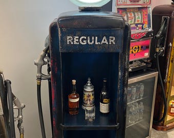 Rustoration 1950’s MOBIL MARINE Tokheim Gas Pump w/ Shelves - Mancave Decor
