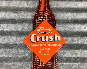 Vintage Orange Crush Fan Pull Advertising Sign Etsy