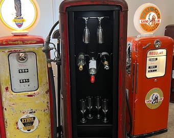 Rustoration 1930’s ROUTE 66 Gilbarco Gas Pump Wine Cabinet - Home / Bar Decor