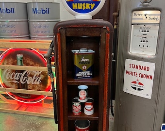 Rustoration 1950’s HUSKY GASOLINE Gilbarco Gas Pump w/ Shelves - Mancave Decor