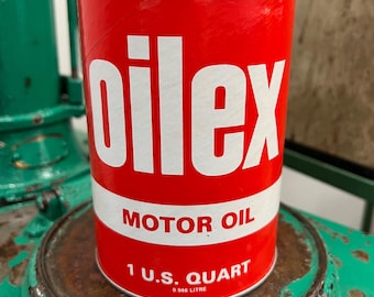 FULL - Vtg. EXXON Oilex Motor Oil Can 1 qt - Gas & Oil