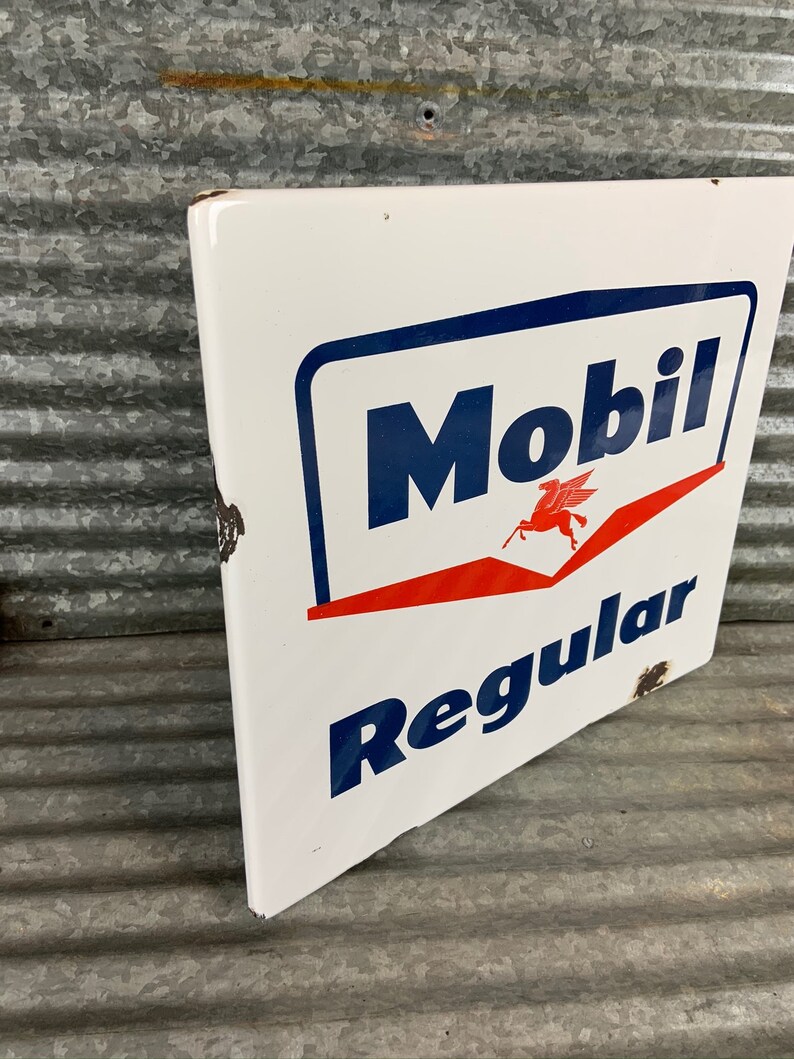 1960s MOBIL REGULAR Porcelain Gas Pump Plate Sign Etsy