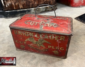 Vtg. UNION LEADER Smoking / Chewing Tobacco Tin