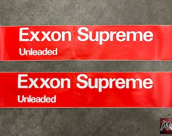 Pair of Original 1980's EXXON SUPREME Gas Pump Decals - NOS