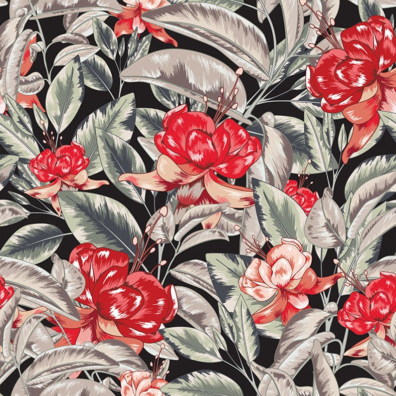 Floral Paper Giftwrap Set Garden Flowers Scrapbook Paper Vintage Hawaii Seamless Botanical Botanical Pattern Digital Wrapping