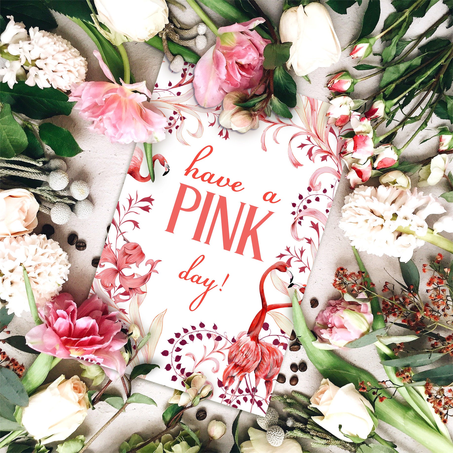 Have a pink day postcard set positive quote printable Etsy